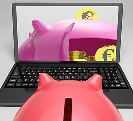 Image showing Piggy Vault With Coins Shows Banking Insurance