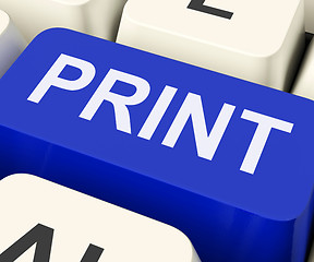 Image showing Print Key Shows Printer Printing Or Printout