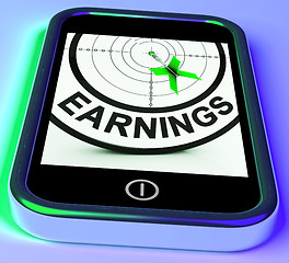 Image showing Earning On Smartphone Showing Profitable Incomes