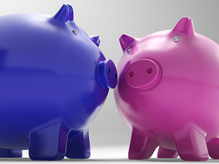 Image showing Pair Of Pigs Shows Exchange And Wealth
