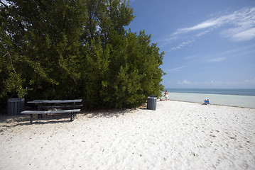 Image showing picnic table on beach florida keys