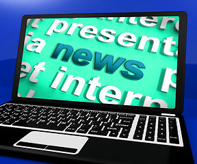 Image showing News Laptop Showing Www Media Newspapers And Headlines Online