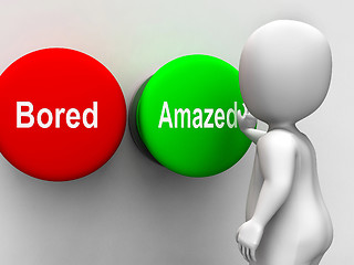 Image showing Bored Amazed Buttons Shows Surprised Or Tedious Reaction