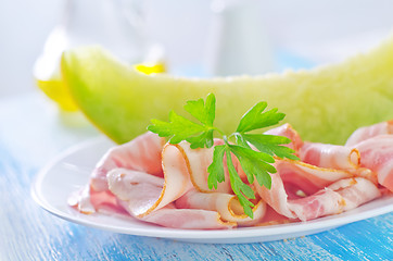 Image showing melon with ham