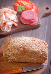 Image showing bread, salami and bacon