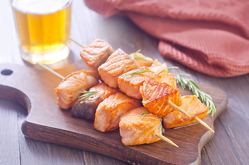 Image showing salmon kebab