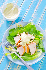 Image showing fresh salad with chicken and cheese