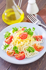 Image showing pasta with cheese and tomato