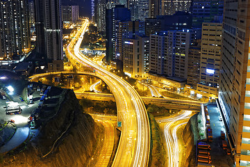 Image showing busy traffic night in finance urban