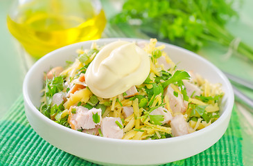 Image showing salad with chicken and cheese