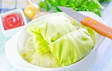 Image showing cabbage leaf with meat