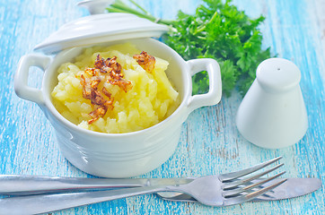 Image showing mashed potato with fried onion