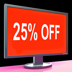 Image showing Twenty Five Percent Off Monitor Means Discount Or Sale Online