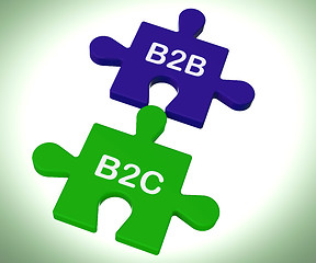 Image showing B2B And B2C Puzzle Shows Corporate Partnership Or Consumer Relat