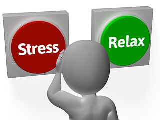 Image showing Stress Relax Buttons Show Stressed Or Relaxed