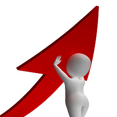 Image showing Man Holding Up Arrow Shows Improvement Or Growth