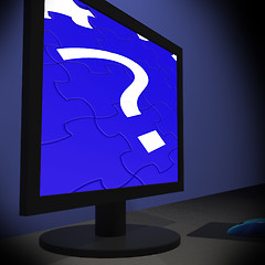 Image showing Question Mark On Monitor Shows Confusion