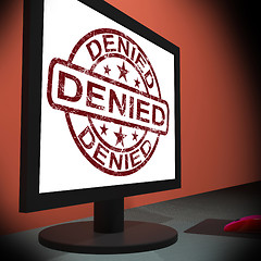 Image showing Denied Computer Showing Internet Rejection Deny Decline Or Refus