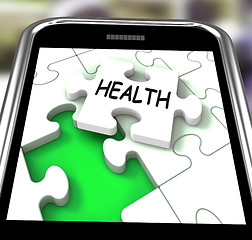 Image showing Health Smartphone Shows Medical Wellness And Self Care