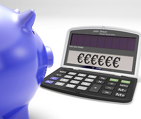 Image showing Euros In Calculator Shows Currency And Investment