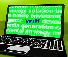 Image showing Wifi Laptop Shows Hotspot Wi-fi Access Or Internet Connection