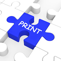 Image showing Print Key Shows Printer Printing Or Printout