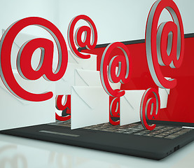 Image showing Mail Signs Leaving Laptop Showing Telecommunications