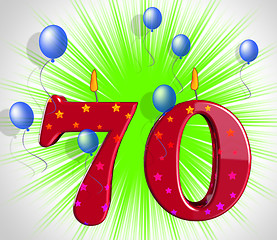 Image showing Number Seventy Party Mean Special Anniversary Or Birthday Party