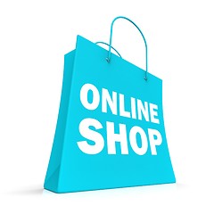 Image showing Shopping Online Bag Showing Internet Buying