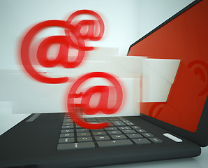 Image showing Mail Signs Leaving Laptop Showing Outgoing Messages