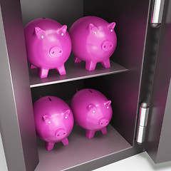 Image showing Open Safe With Piggy Showing Safe Savings