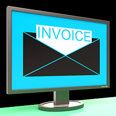 Image showing Invoice In Envelope On Monitor Showing Sending Payments