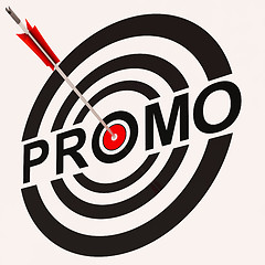 Image showing Promo Sign Shows Promotion Discount Offer Ad