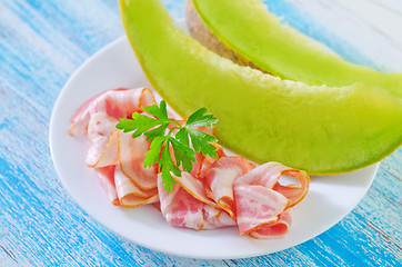 Image showing melon with ham