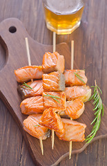 Image showing salmon kebab