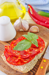 Image showing bread with salami