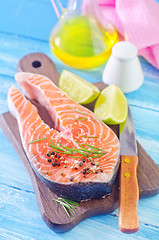 Image showing raw salmon steak