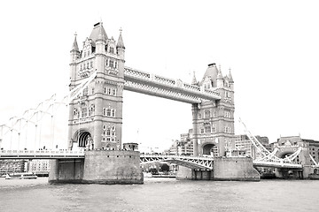 Image showing london tower in england old bridge and the cloudy sky