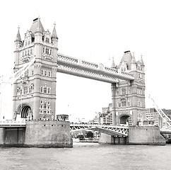 Image showing london tower in england old bridge and the cloudy sky