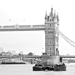 Image showing london tower in england old bridge and the cloudy sky