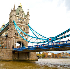 Image showing london tower in england old bridge and the cloudy sky