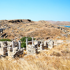 Image showing temple  in delos greece the historycal acropolis and old ruin si