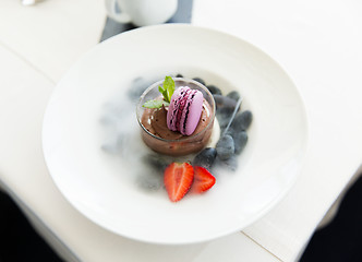 Image showing close up of chocolate dessert at restaurant