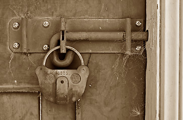 Image showing old locked door