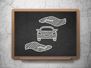 Image showing Insurance concept: Car And Palm on chalkboard background