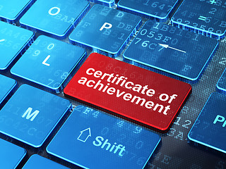Image showing Education concept: Certificate of Achievement on computer keyboard background