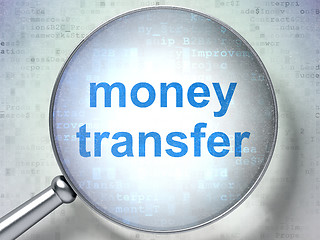 Image showing Business concept: Money Transfer with optical glass