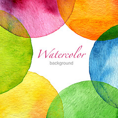 Image showing Abstract watercolor circle painted background