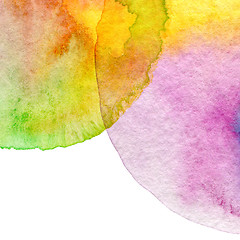 Image showing Abstract  circle watercolor painted background