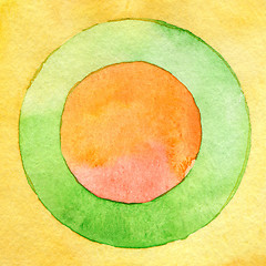 Image showing Abstract circle watercolor painting